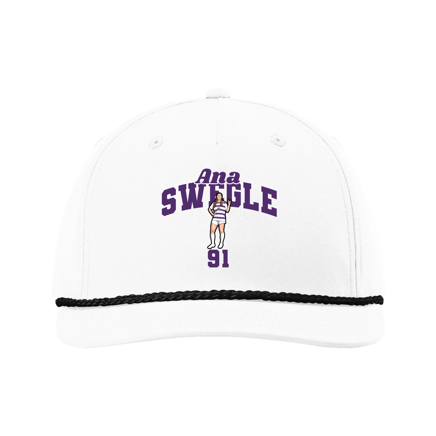 Five-Panel Classic Rope Cap — Signature Arch in White
