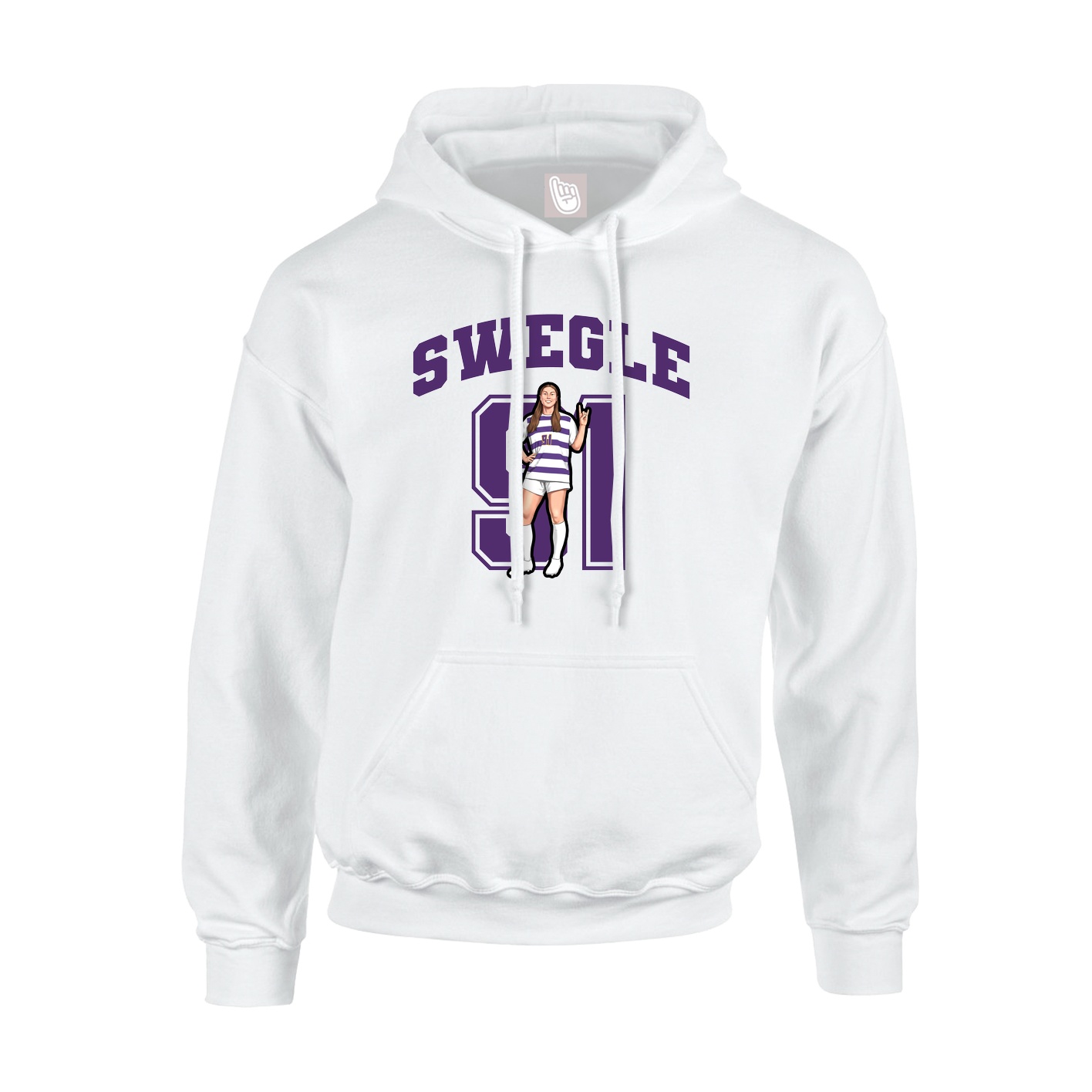 Youth Hoodie — Number in White