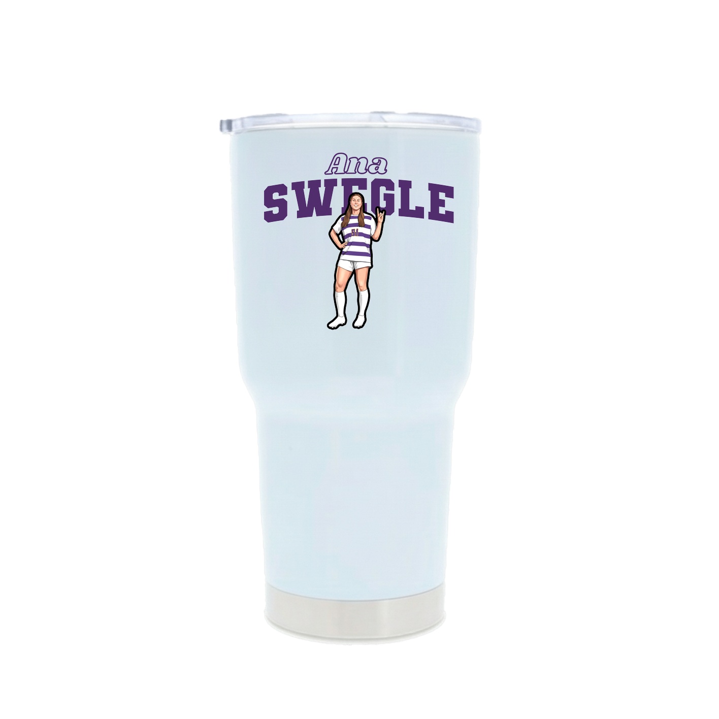 30oz Stainless Steel Tumbler — Name Arch in White