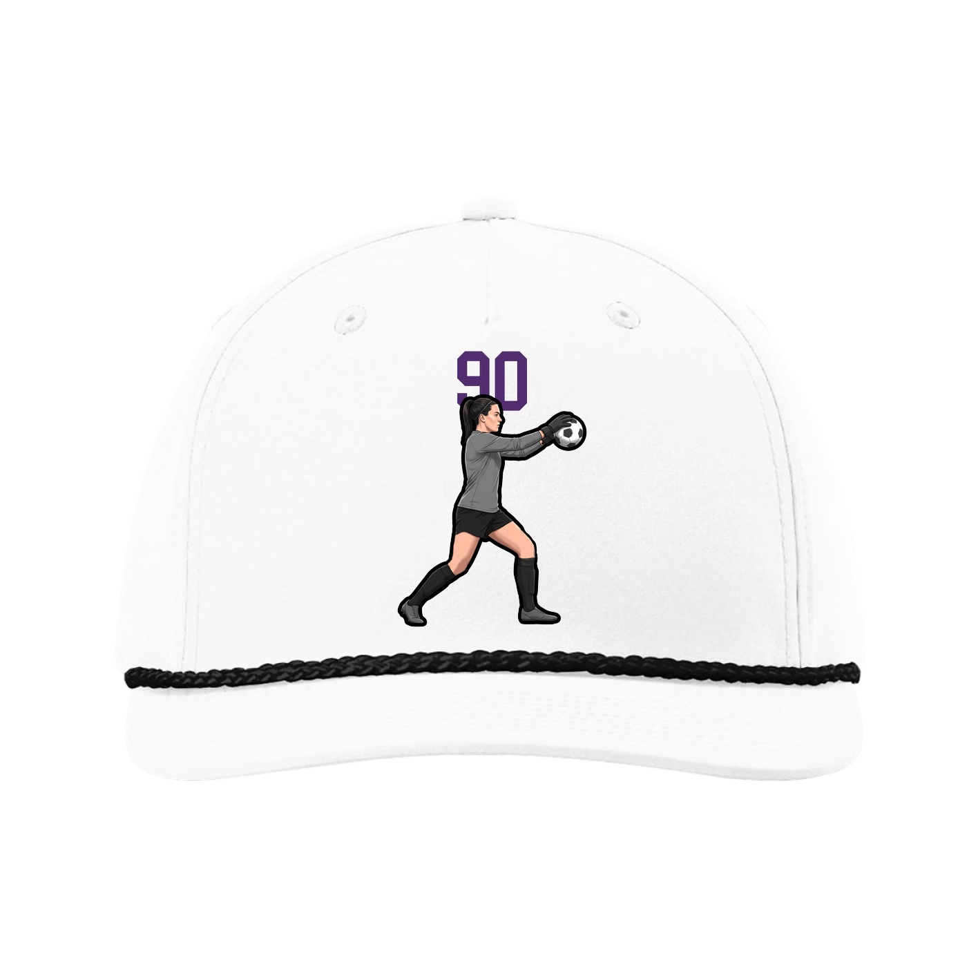 Five-Panel Classic Rope Cap — Number Top in White
