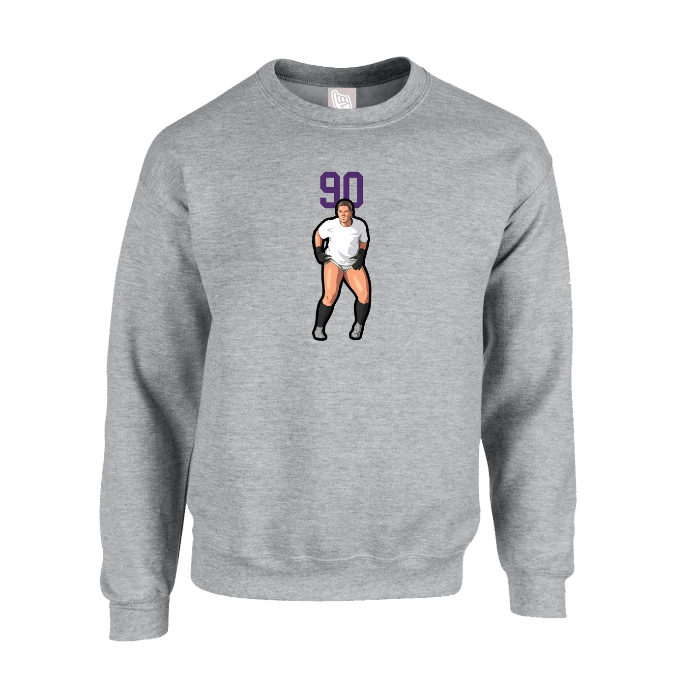 Fleece Crew — Number Top in Grey