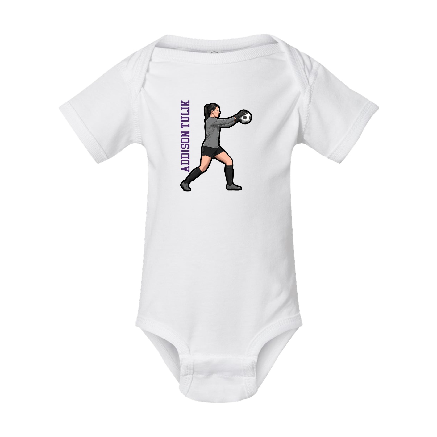 Baby Onesie — Name Vertical in White