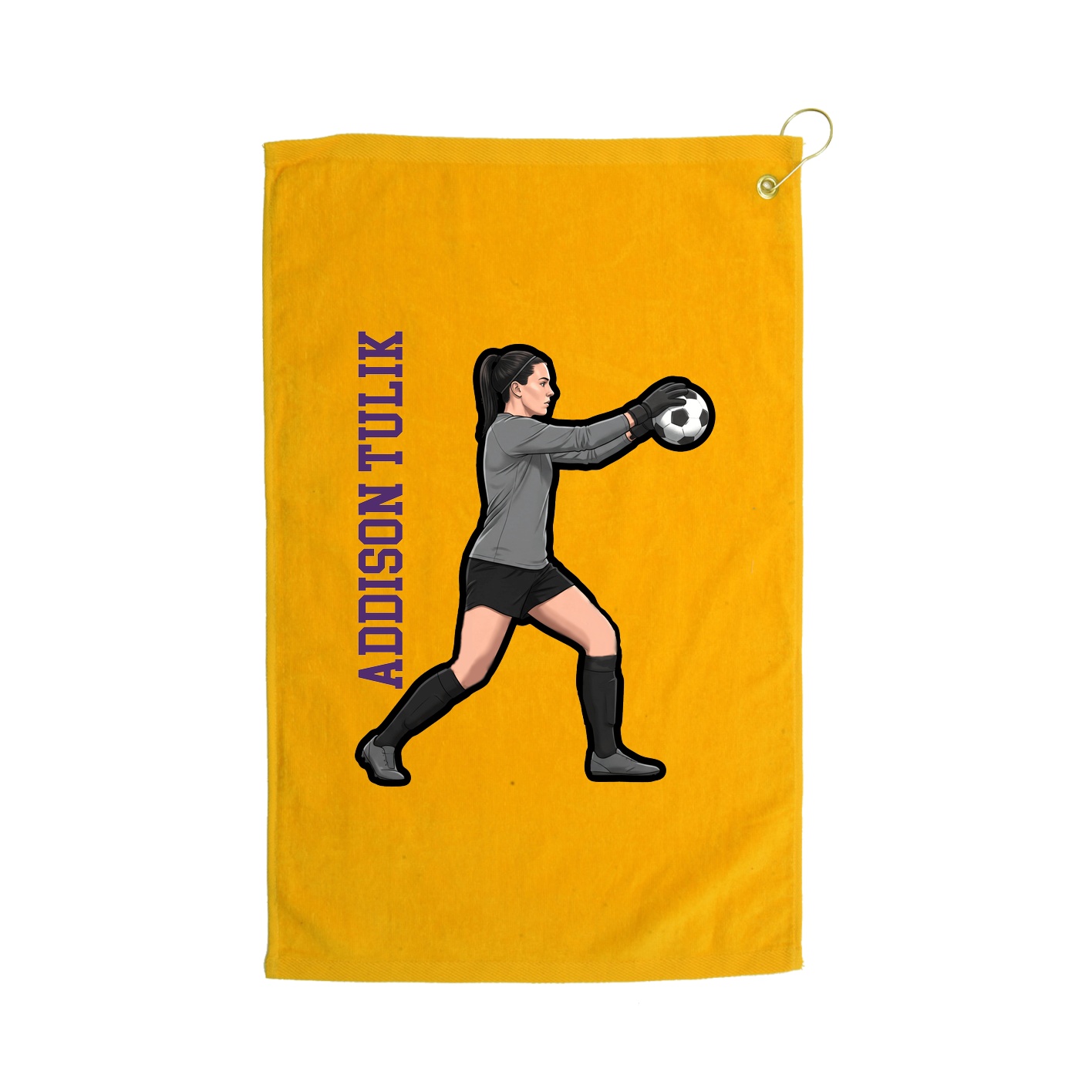 Golf Towel — Name Vertical in Gold