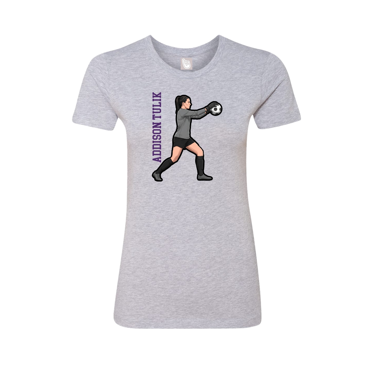 Fitted Women's Tee — Name Vertical in Grey