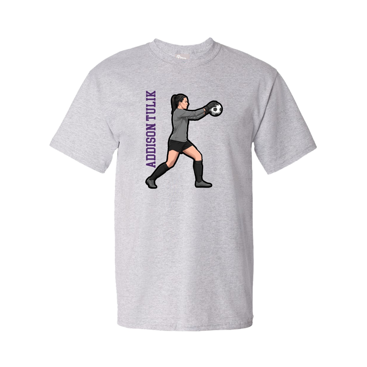 Youth Tee — Name Vertical in Grey