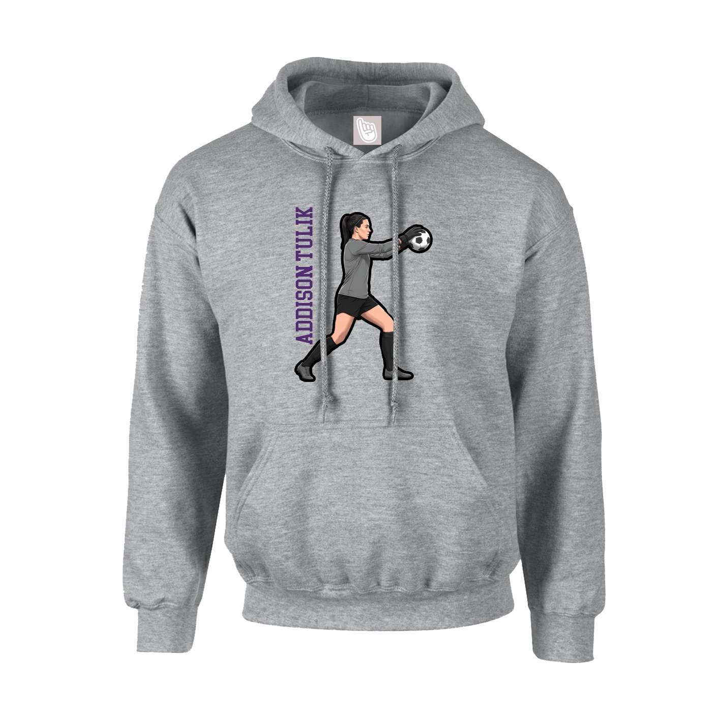 Youth Hoodie — Name Vertical in Grey