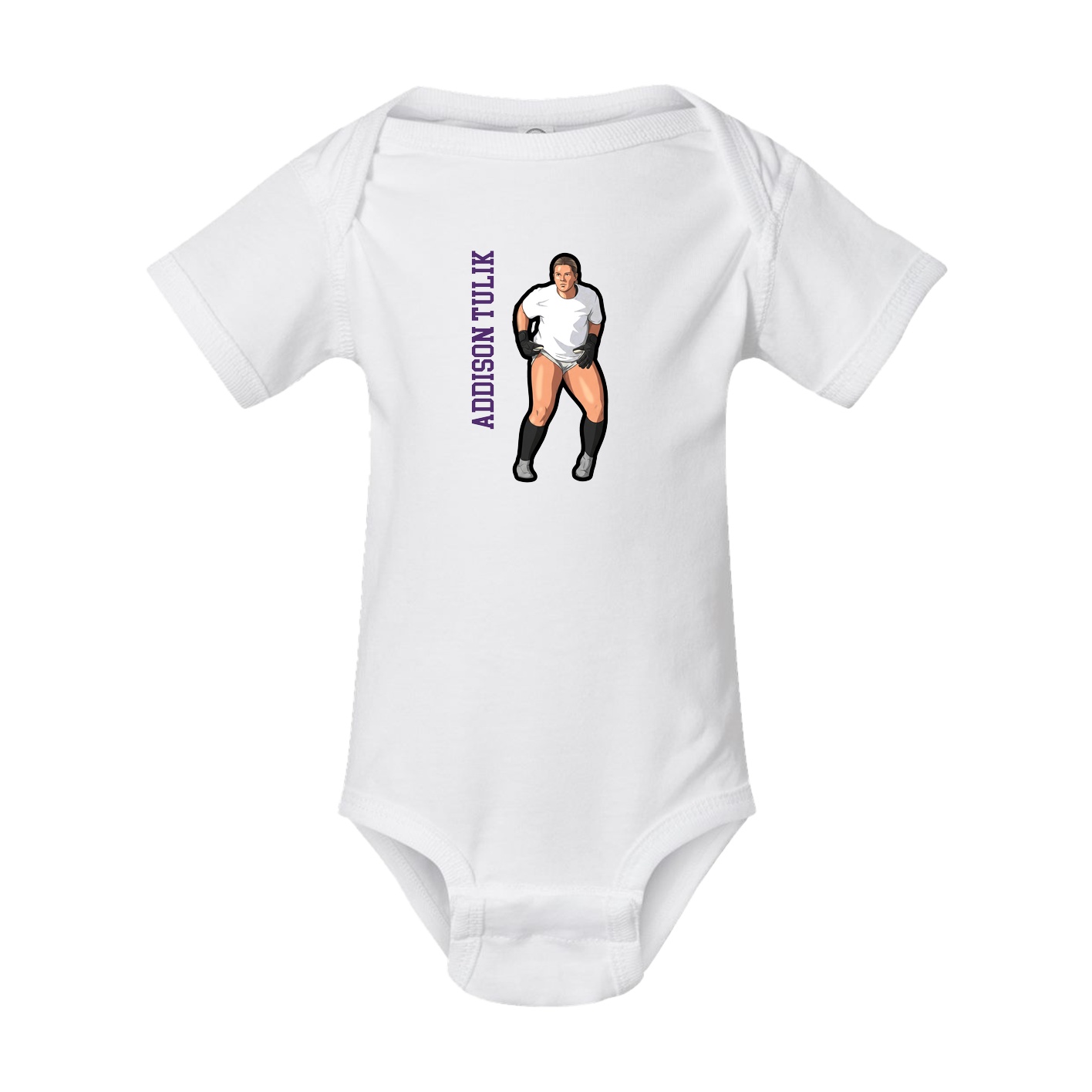 Baby Onesie — Name Vertical in White