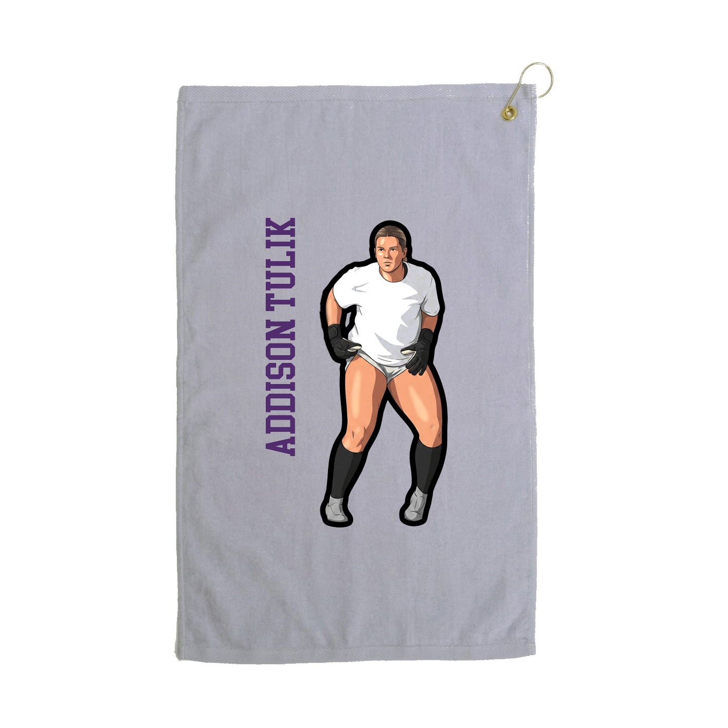 Golf Towel — Name Vertical in Grey