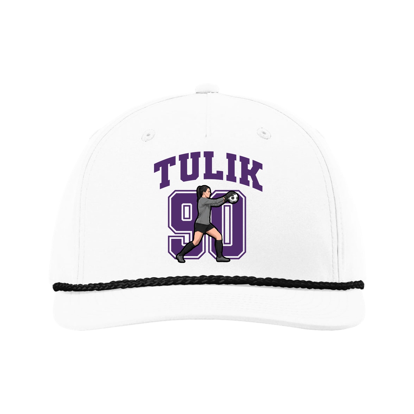 Five-Panel Classic Rope Cap — Number in White