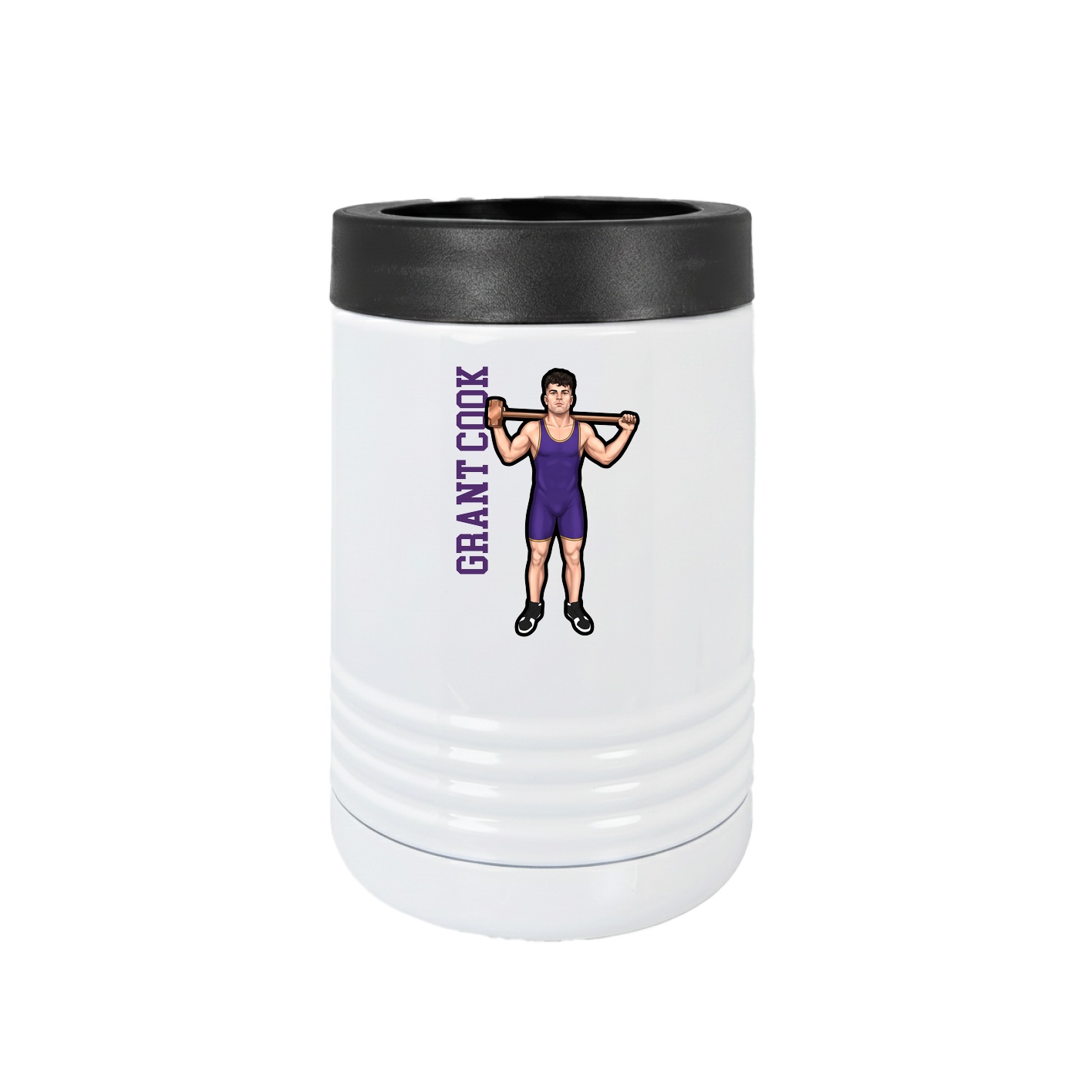Beverage Holder — Name Vertical in White