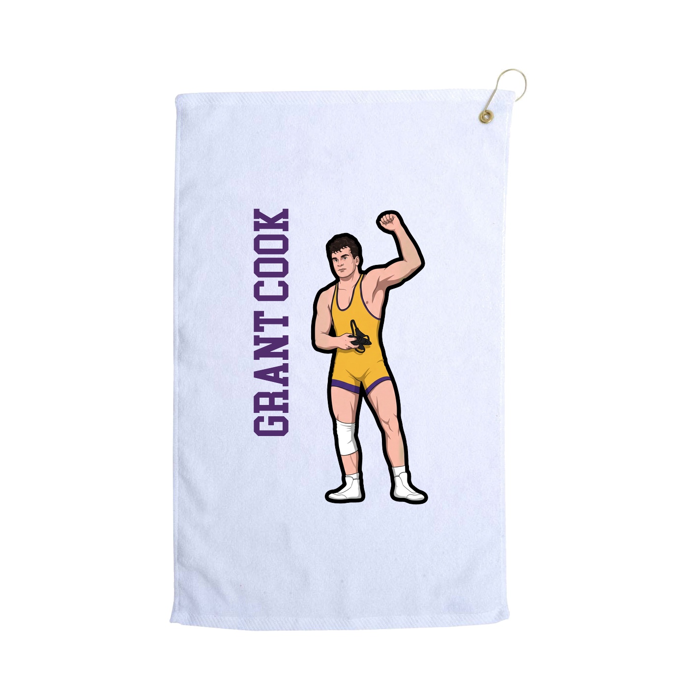 Golf Towel — Name Vertical in White