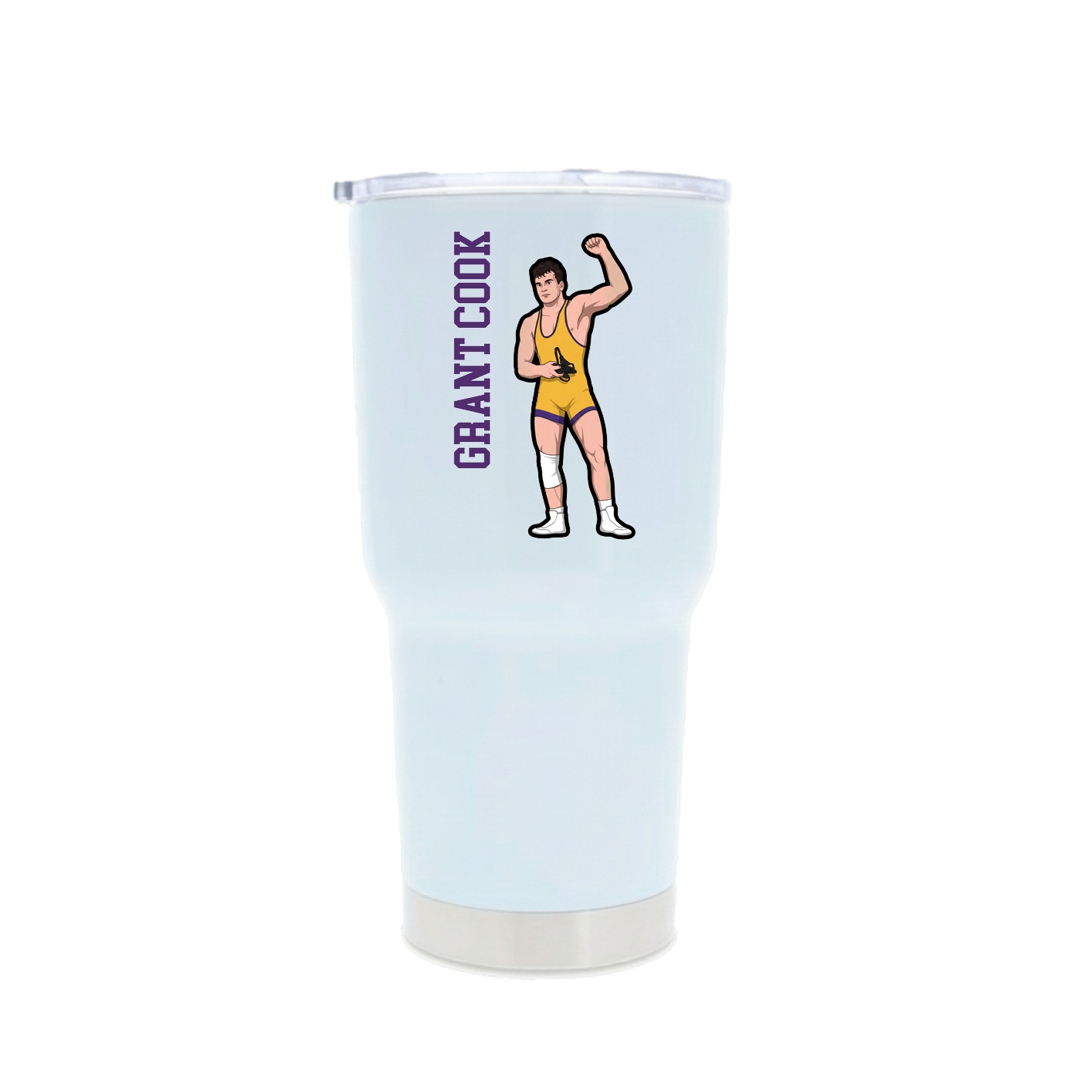 30oz Stainless Steel Tumbler — Name Vertical in White