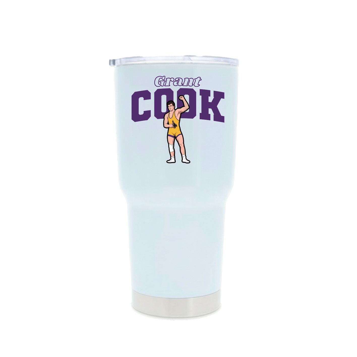 30oz Stainless Steel Tumbler — Name Arch in White