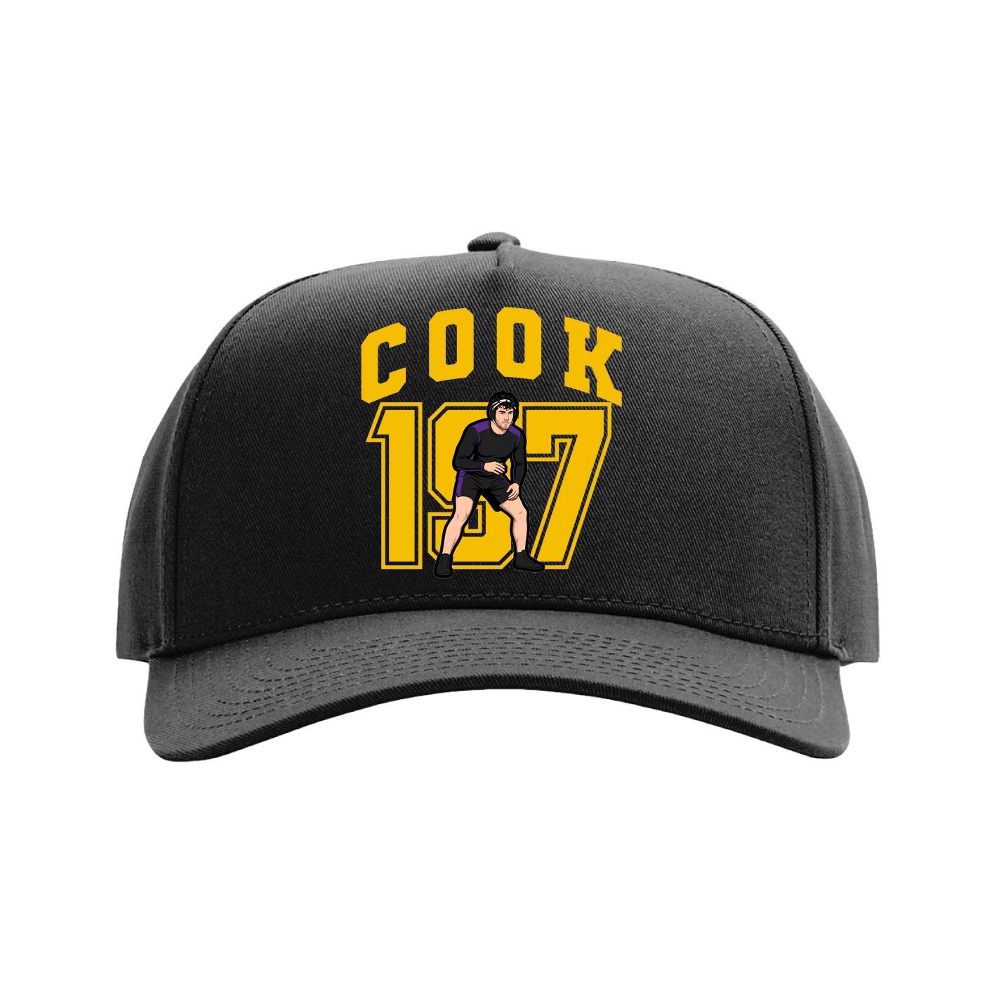 Full Fabric Five-Panel Champ Cap — Number in Black