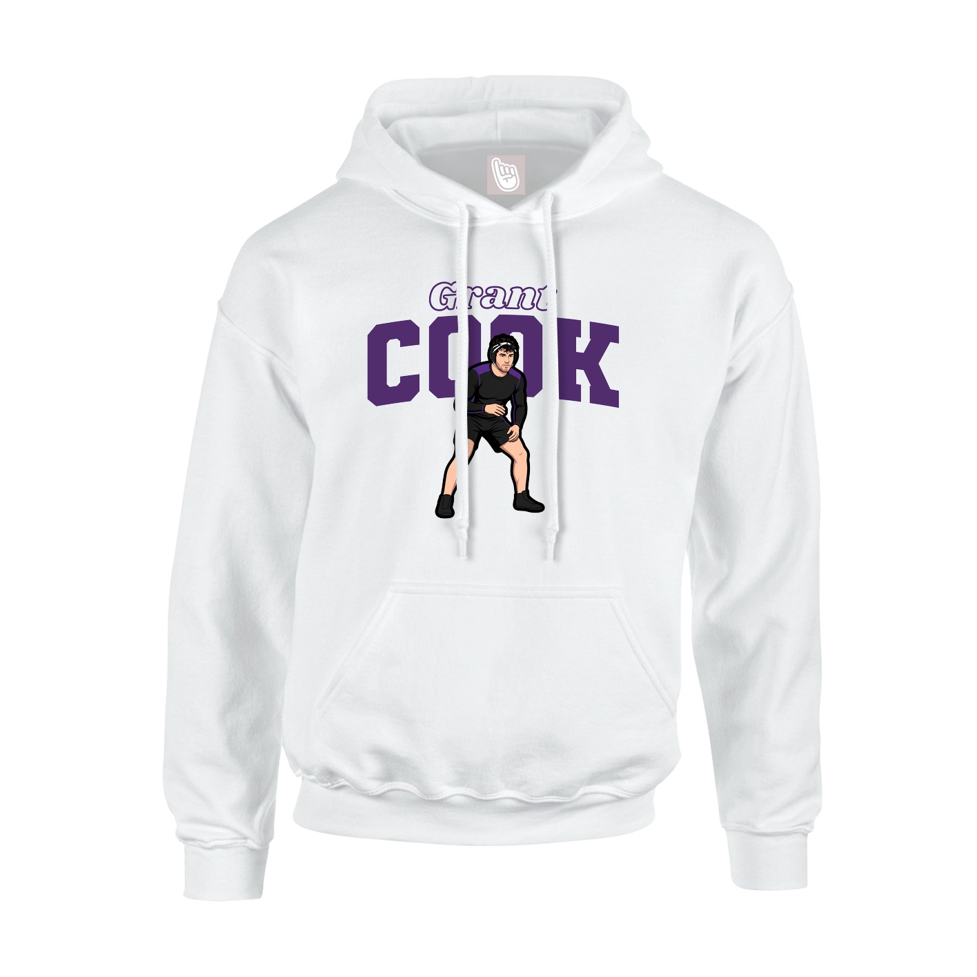 Youth Hoodie — Name Arch in White