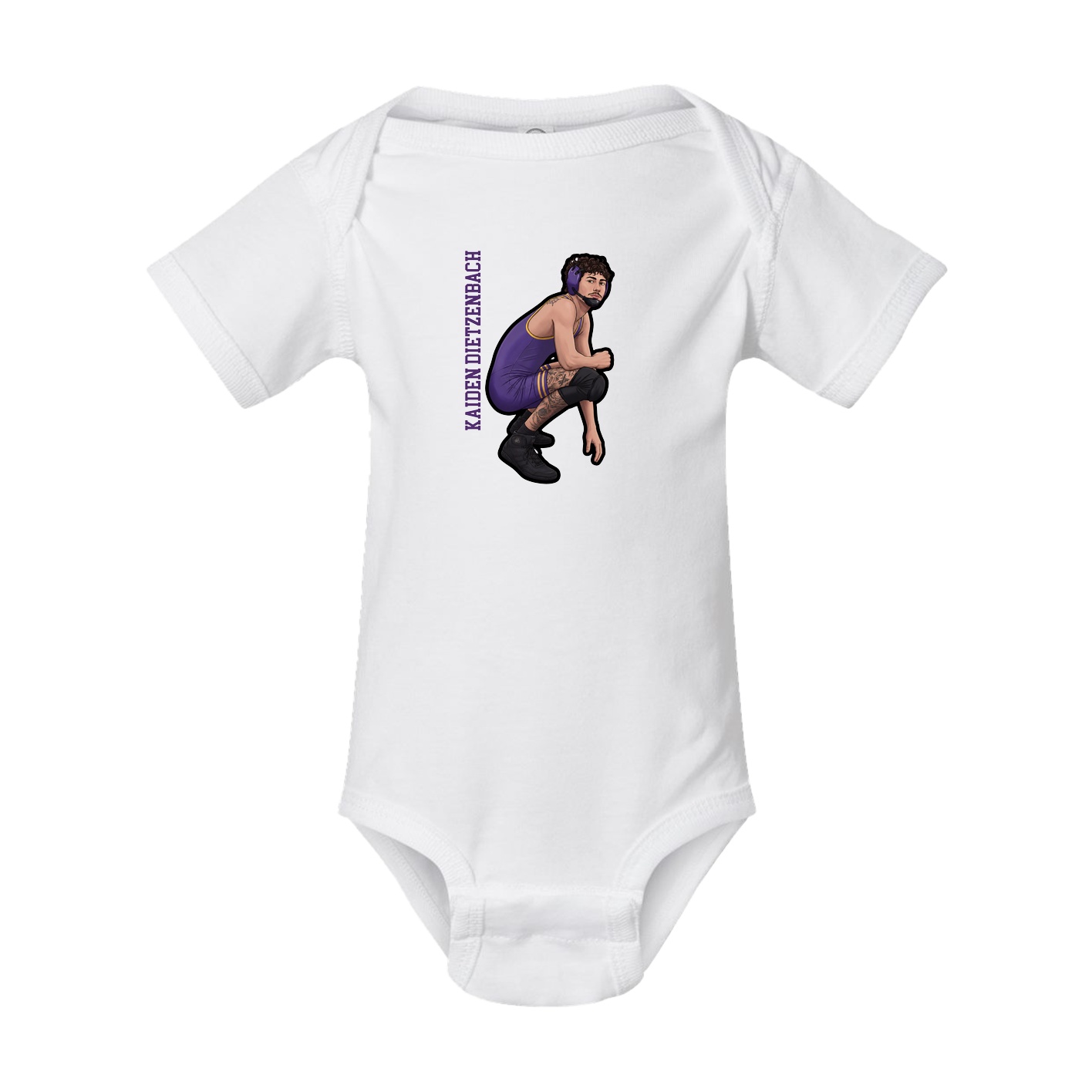 Baby Onesie — Name Vertical in White