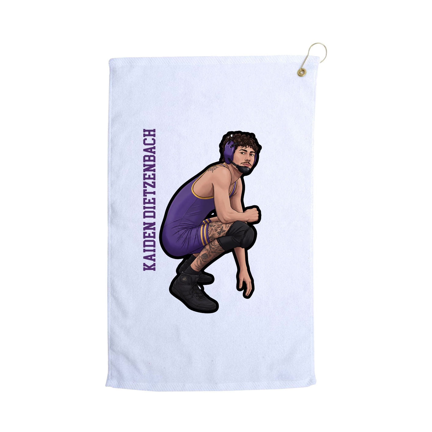 Golf Towel — Name Vertical in White