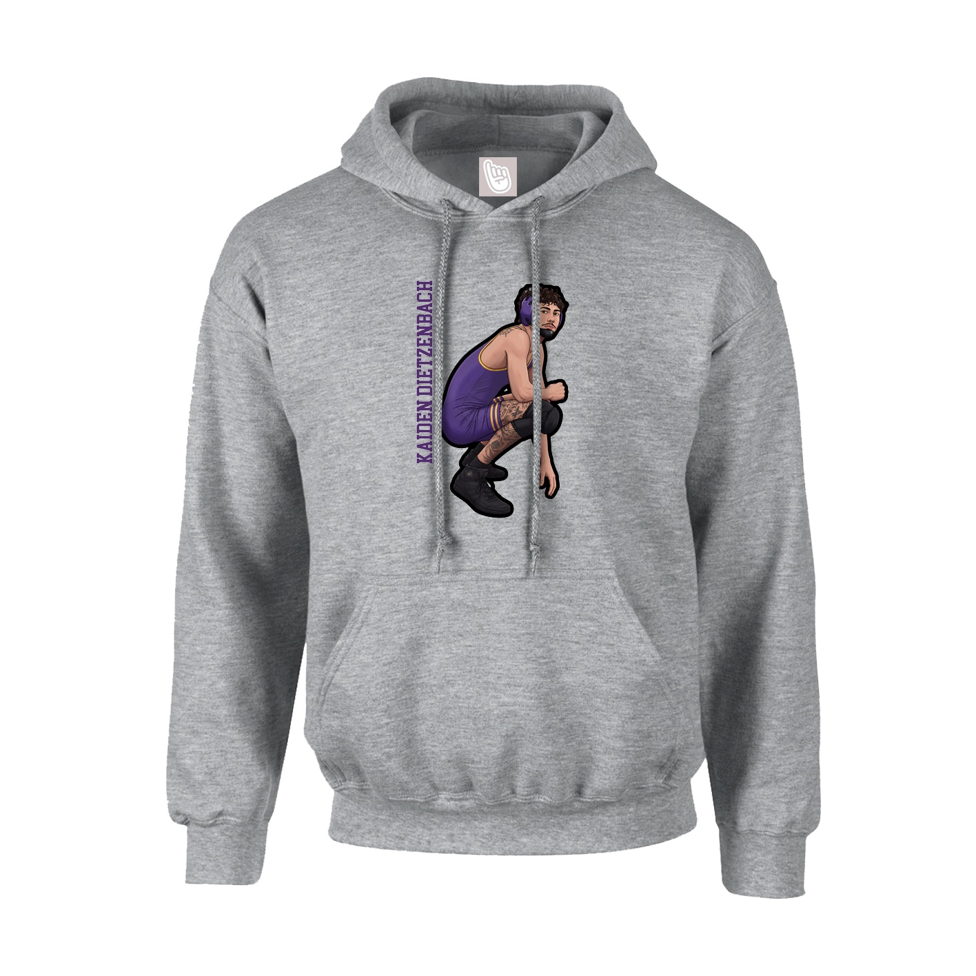 Hoodie — Name Vertical in Grey
