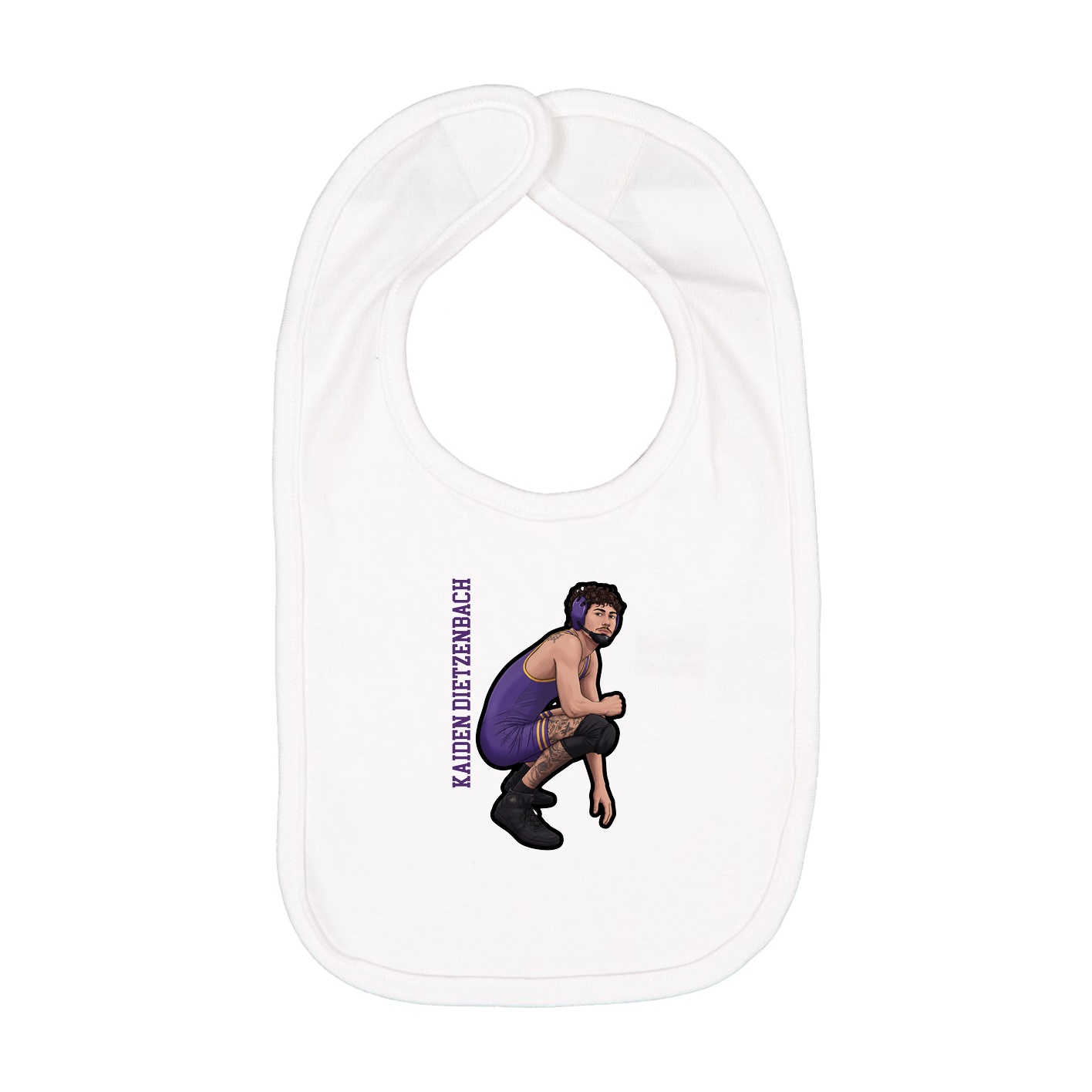 Infant Bib — Name Vertical in White