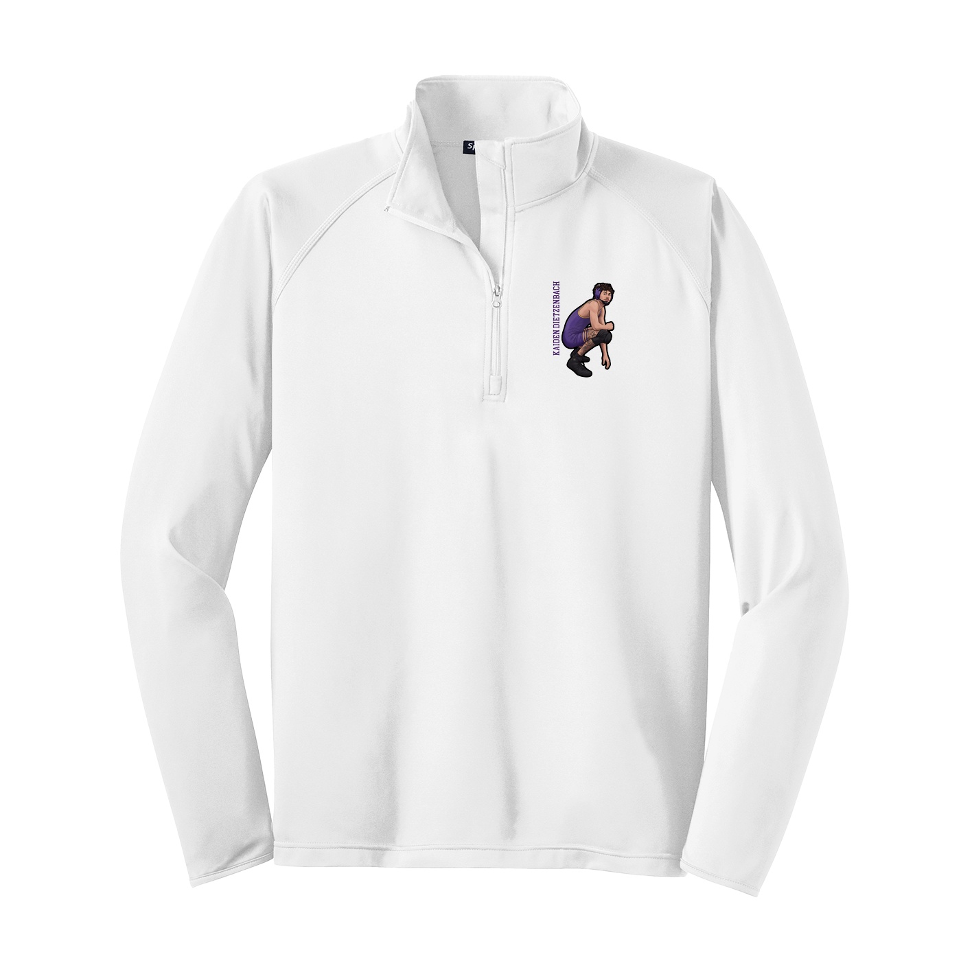 Q-Zip Pullover — Name Vertical in White