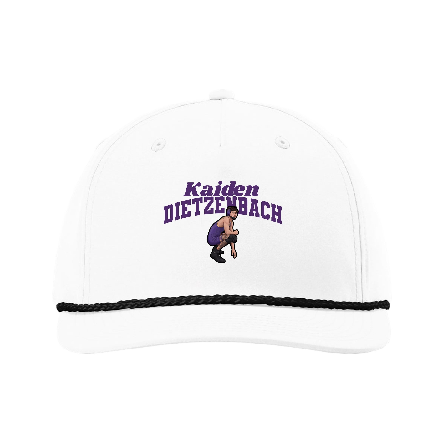 Five-Panel Classic Rope Cap — Signature Arch in White