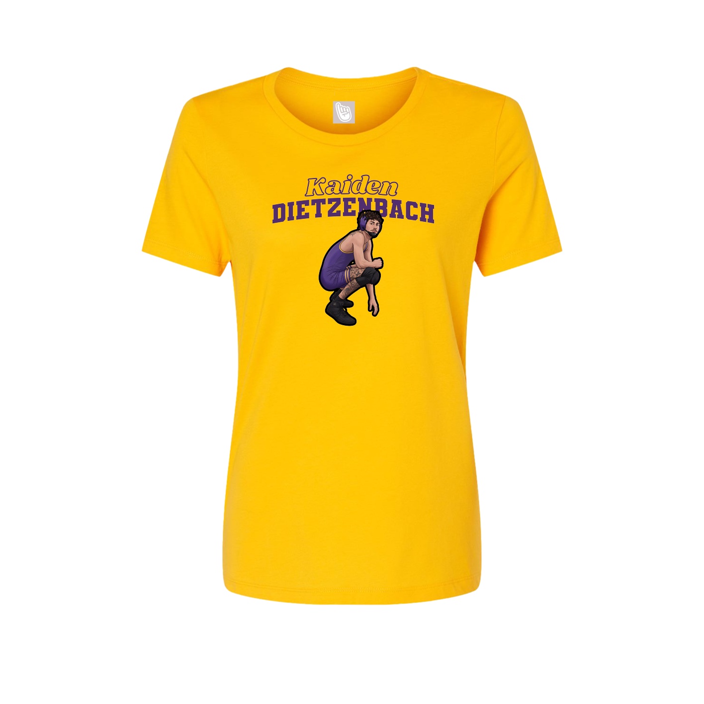 Fitted Women's Tee — Name Arch in Gold