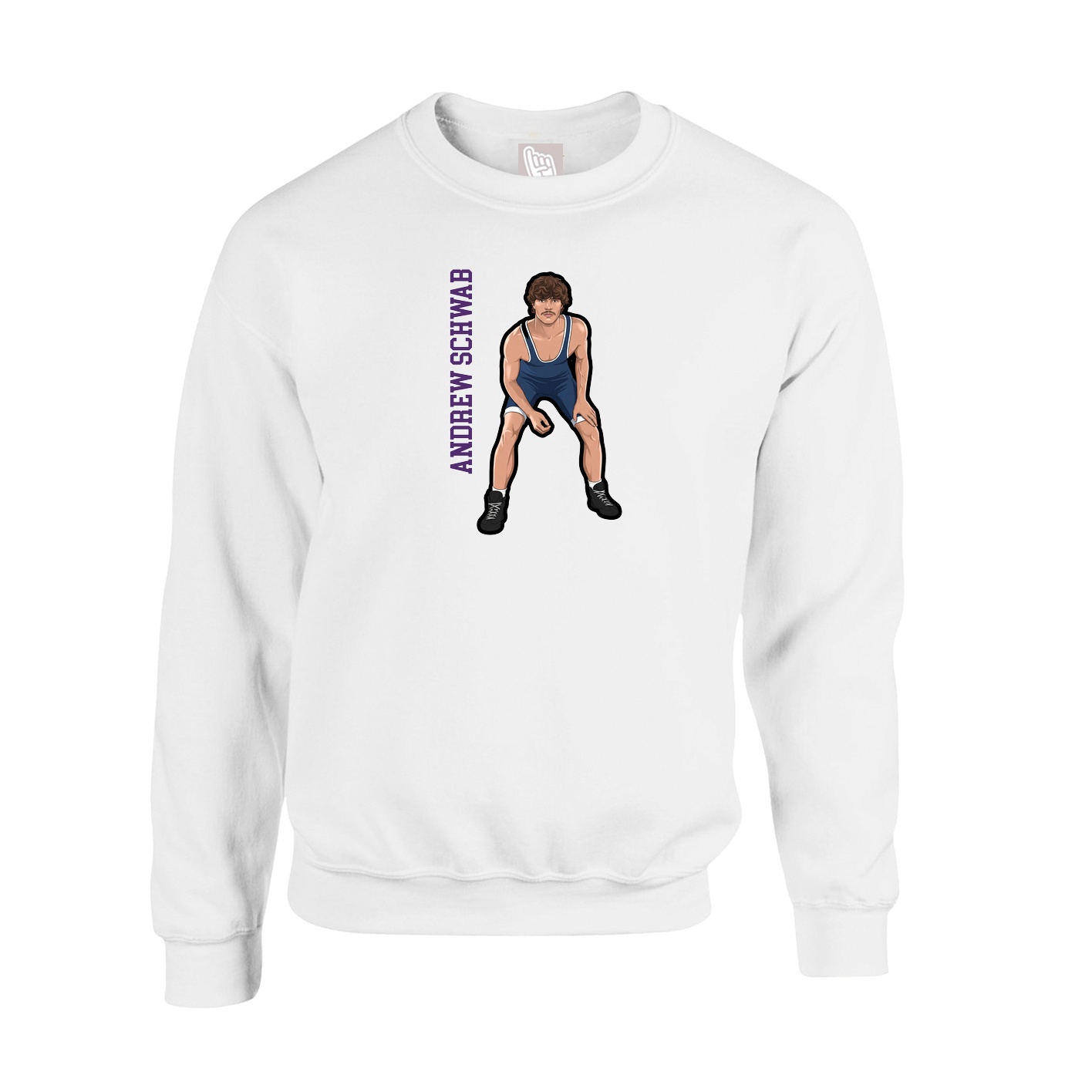 Fleece Crew — Name Vertical in White