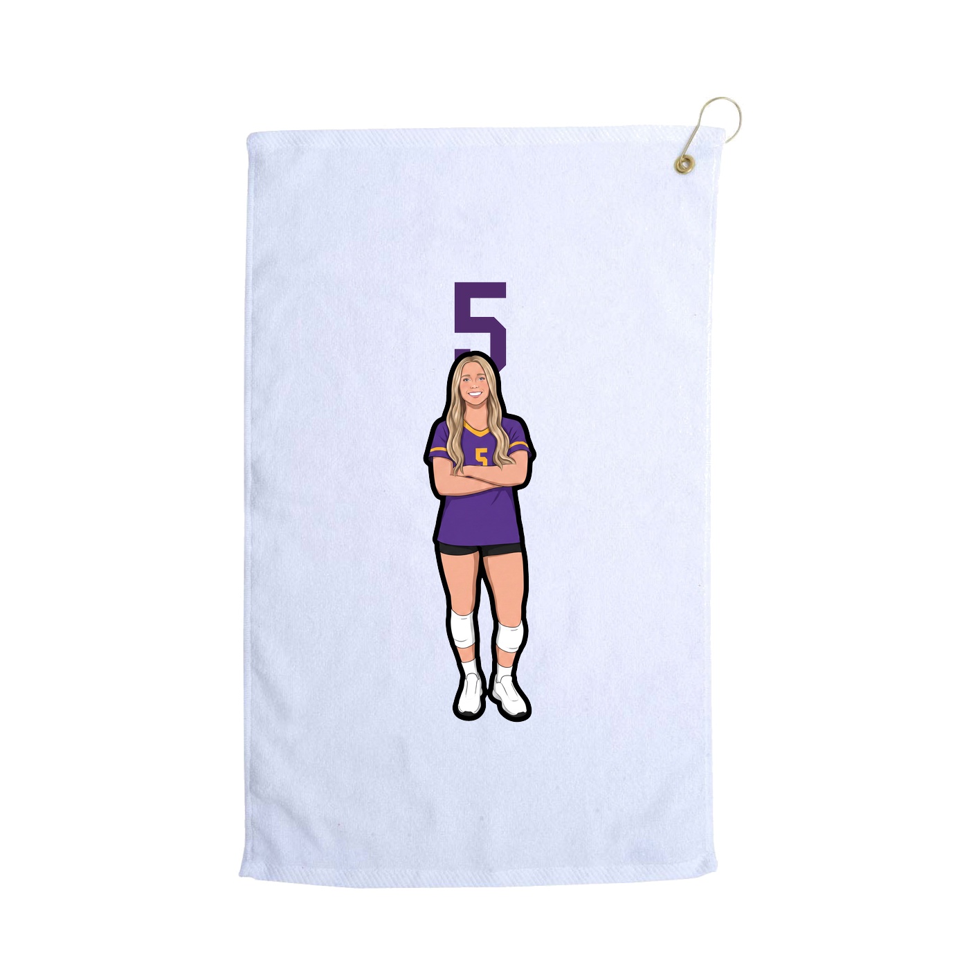 Golf Towel — Number Top in White