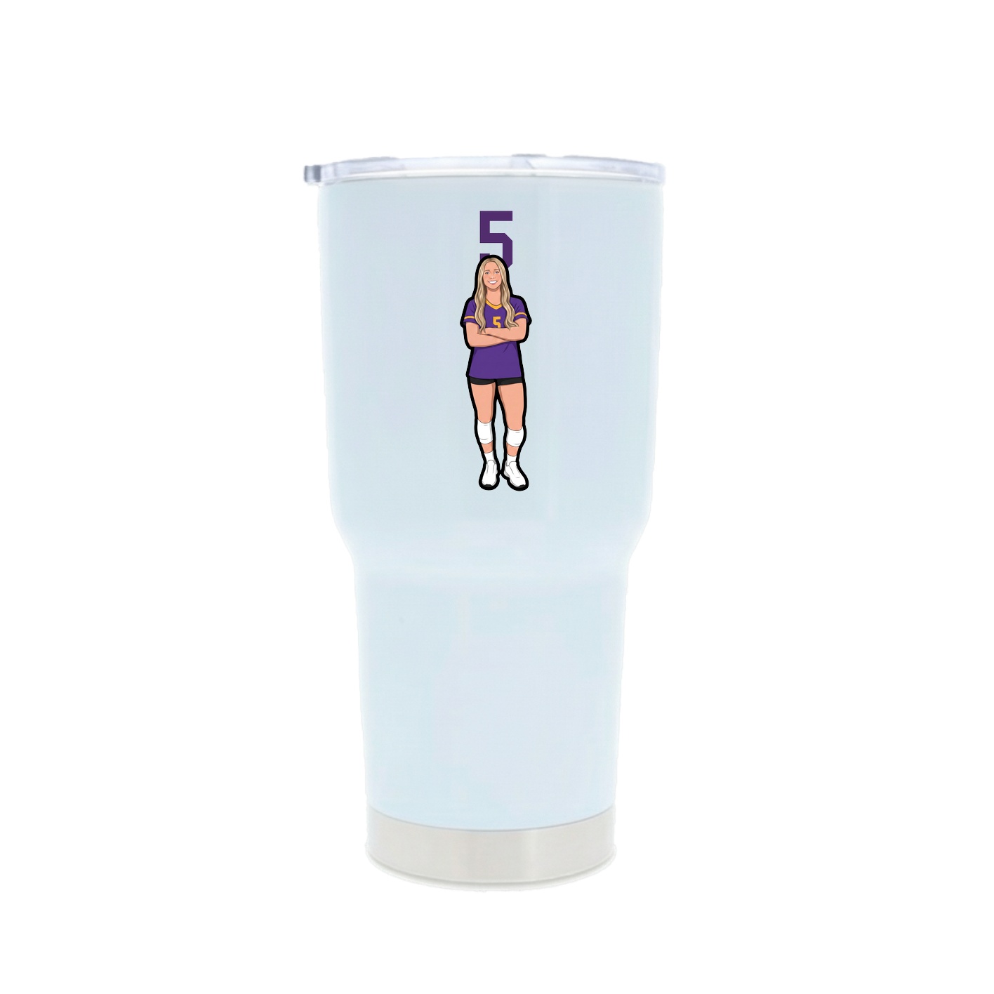 30oz Stainless Steel Tumbler — Number Top in White