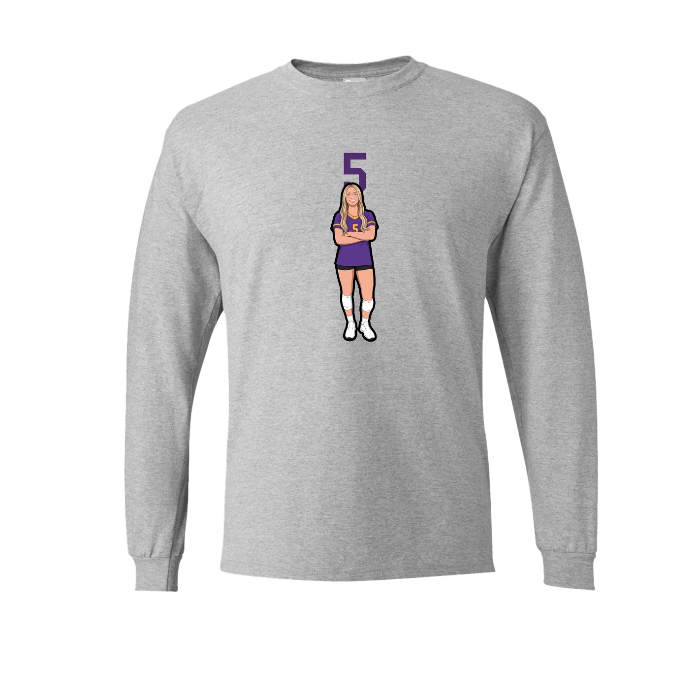 Long Sleeve Tee — Number Top in Grey
