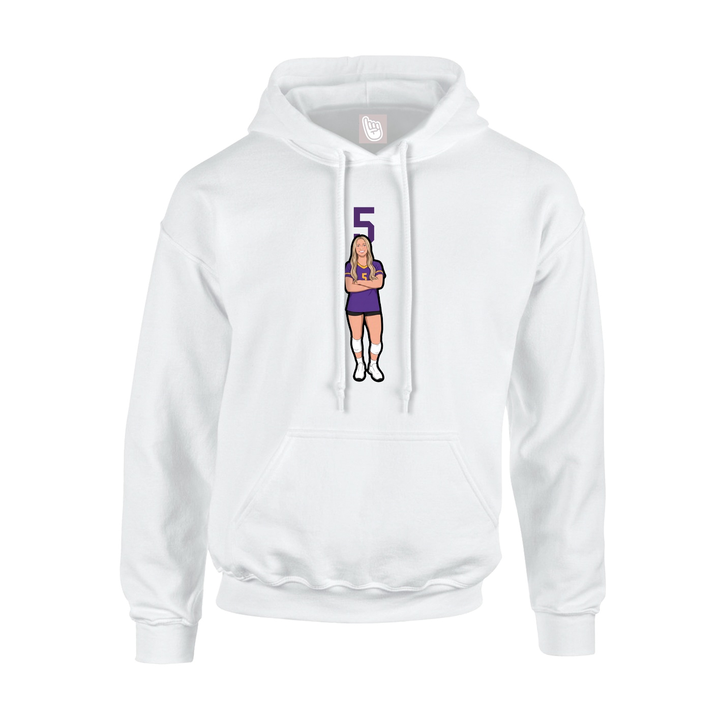 Youth Hoodie — Number Top in White