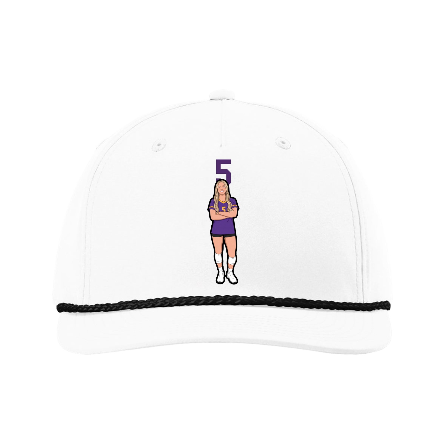 Five-Panel Classic Rope Cap — Number Top in White