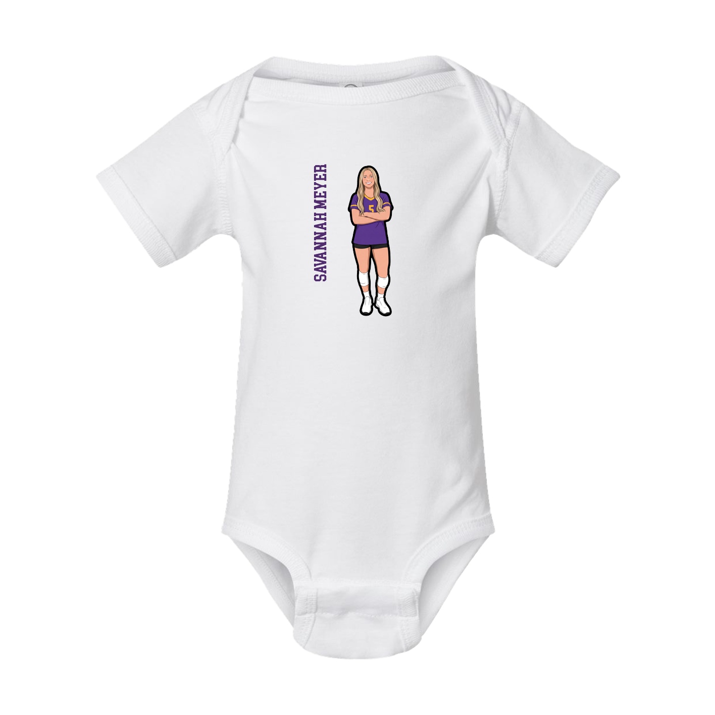 Baby Onesie — Name Vertical in White