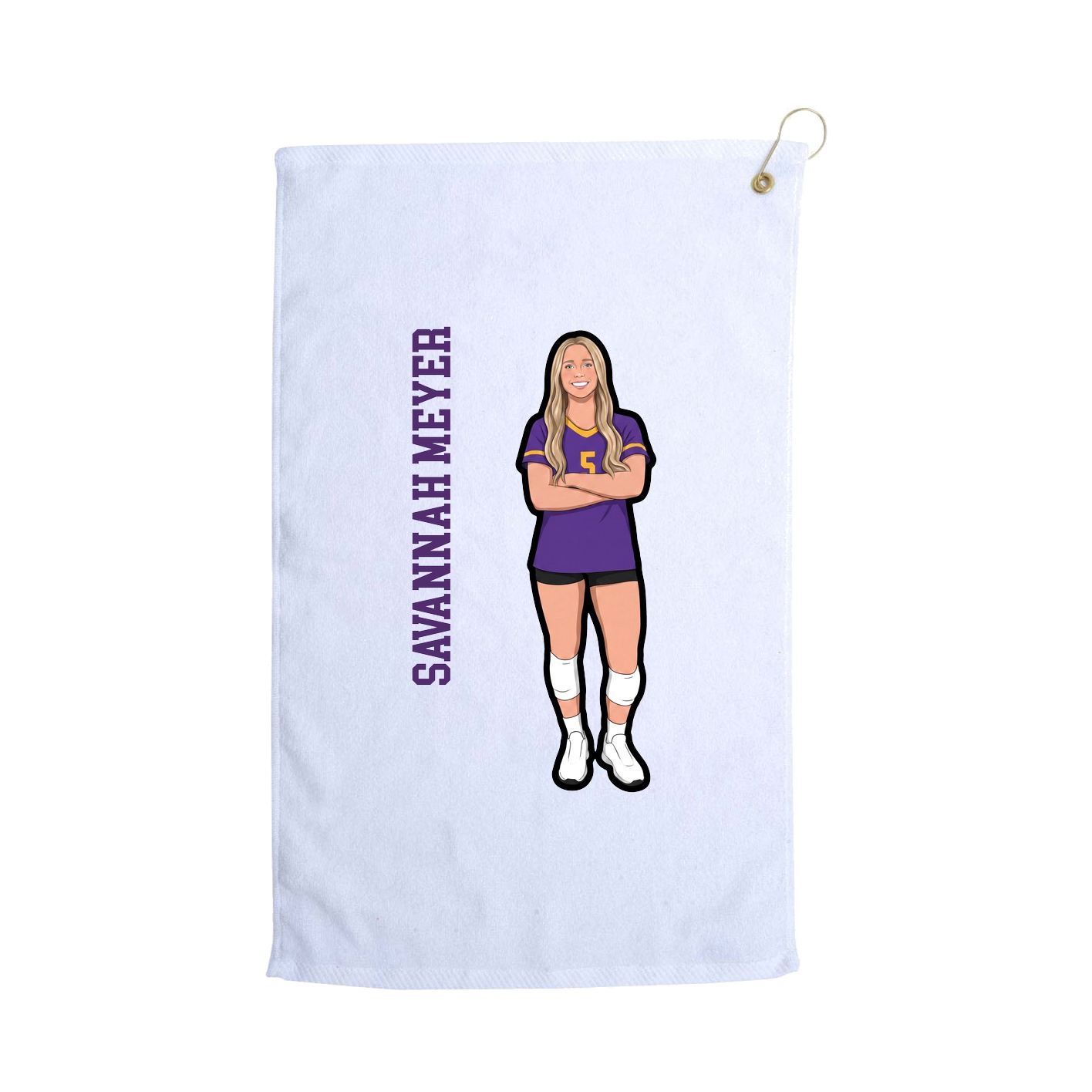Golf Towel — Name Vertical in White