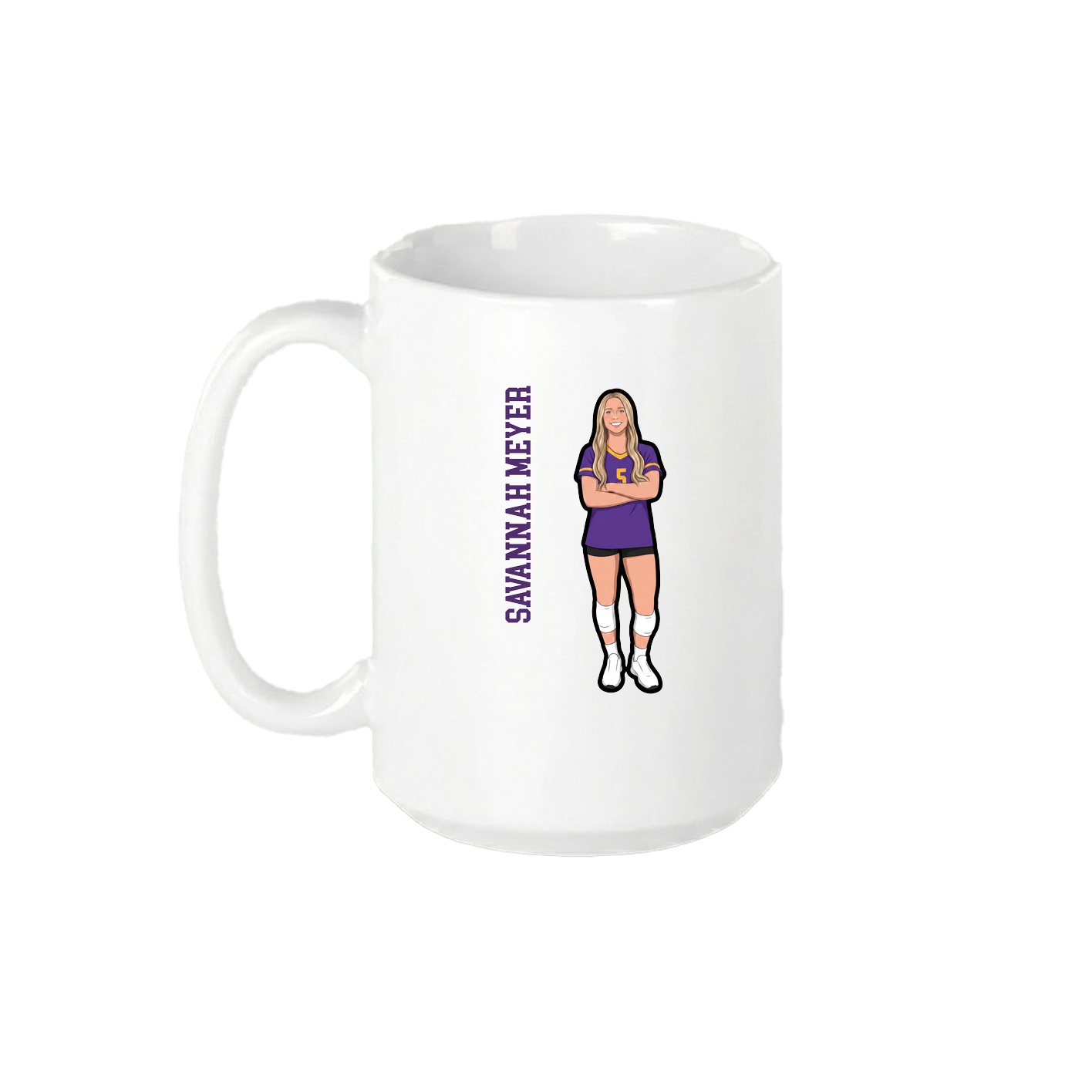 15oz Coffee Mug — Name Vertical in White