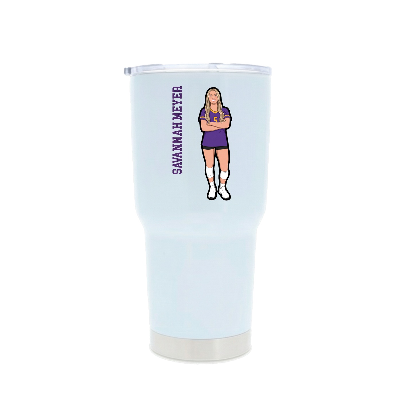 30oz Stainless Steel Tumbler — Name Vertical in White