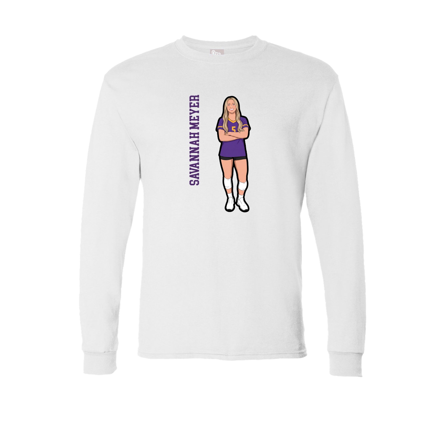 Long Sleeve Tee — Name Vertical in White