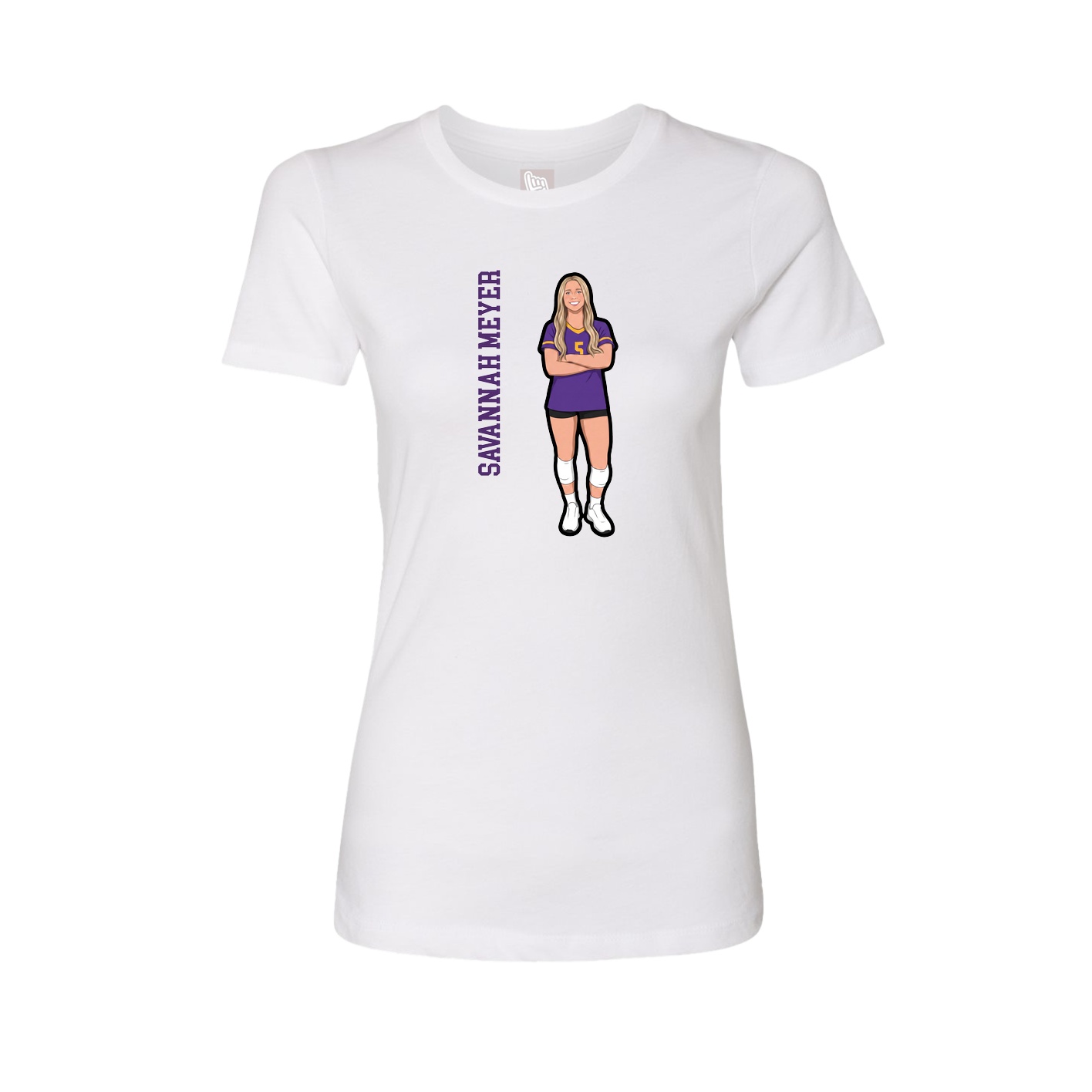 Fitted Women's Tee — Name Vertical in White