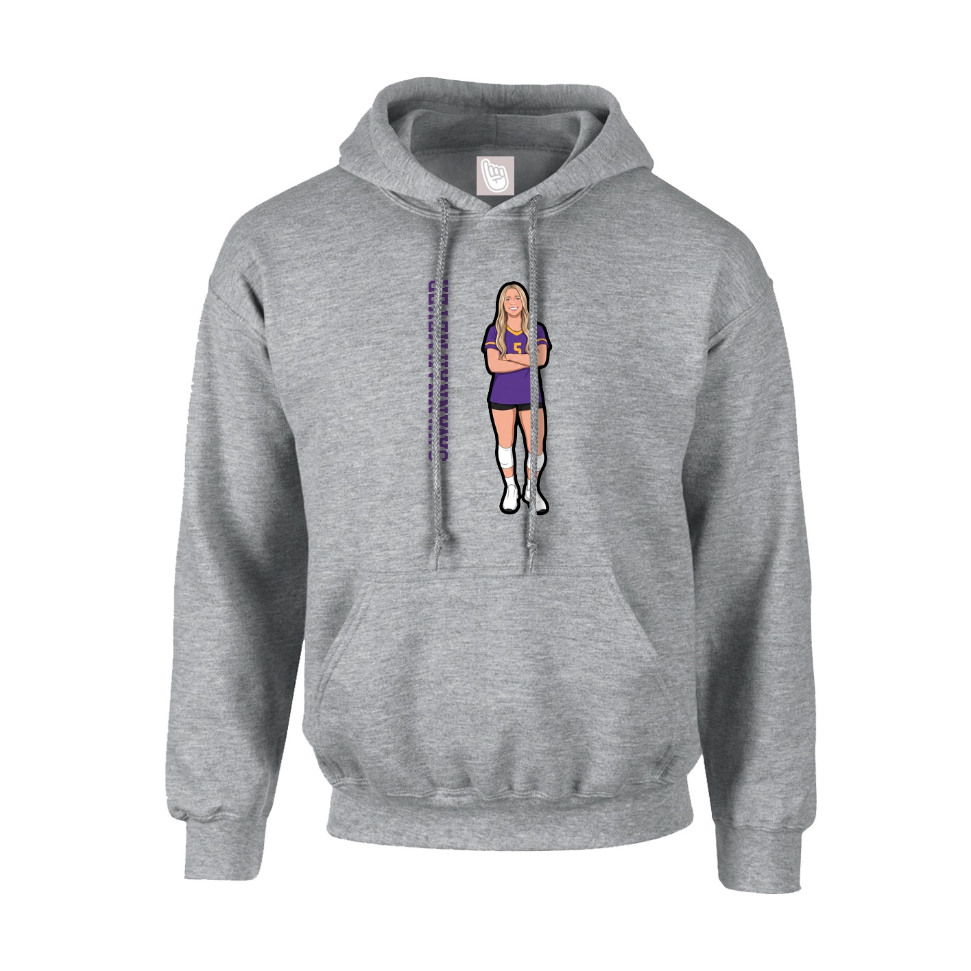 Hoodie — Name Vertical in Grey
