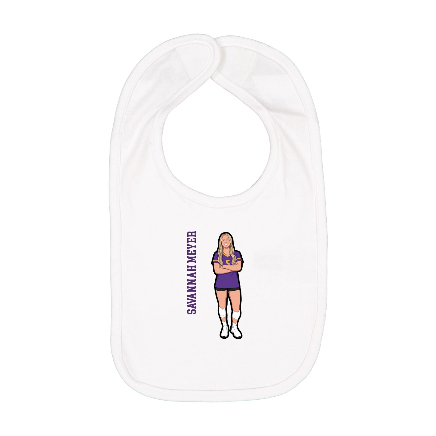 Infant Bib — Name Vertical in White