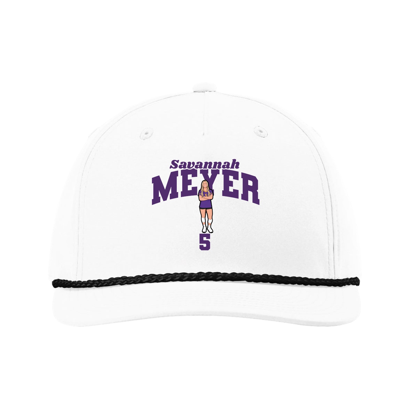 Five-Panel Classic Rope Cap — Signature Arch in White