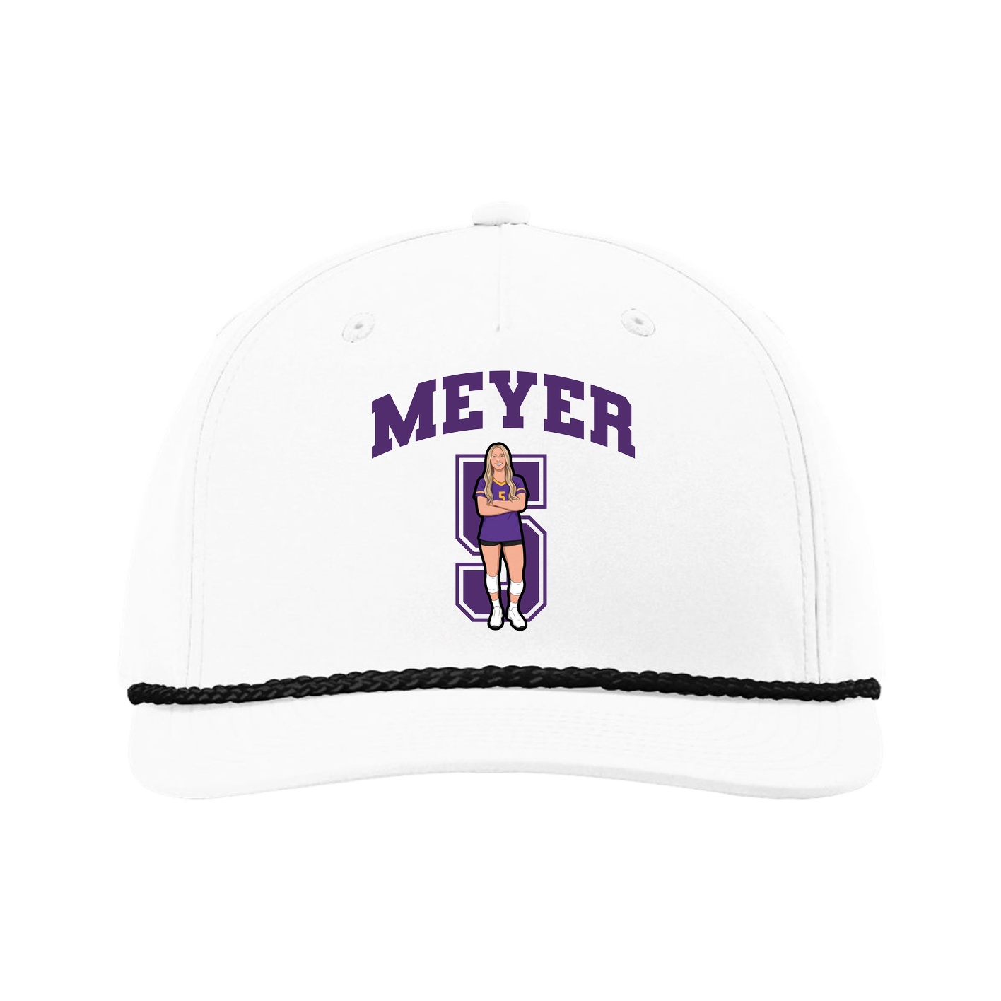 Five-Panel Classic Rope Cap — Number in White