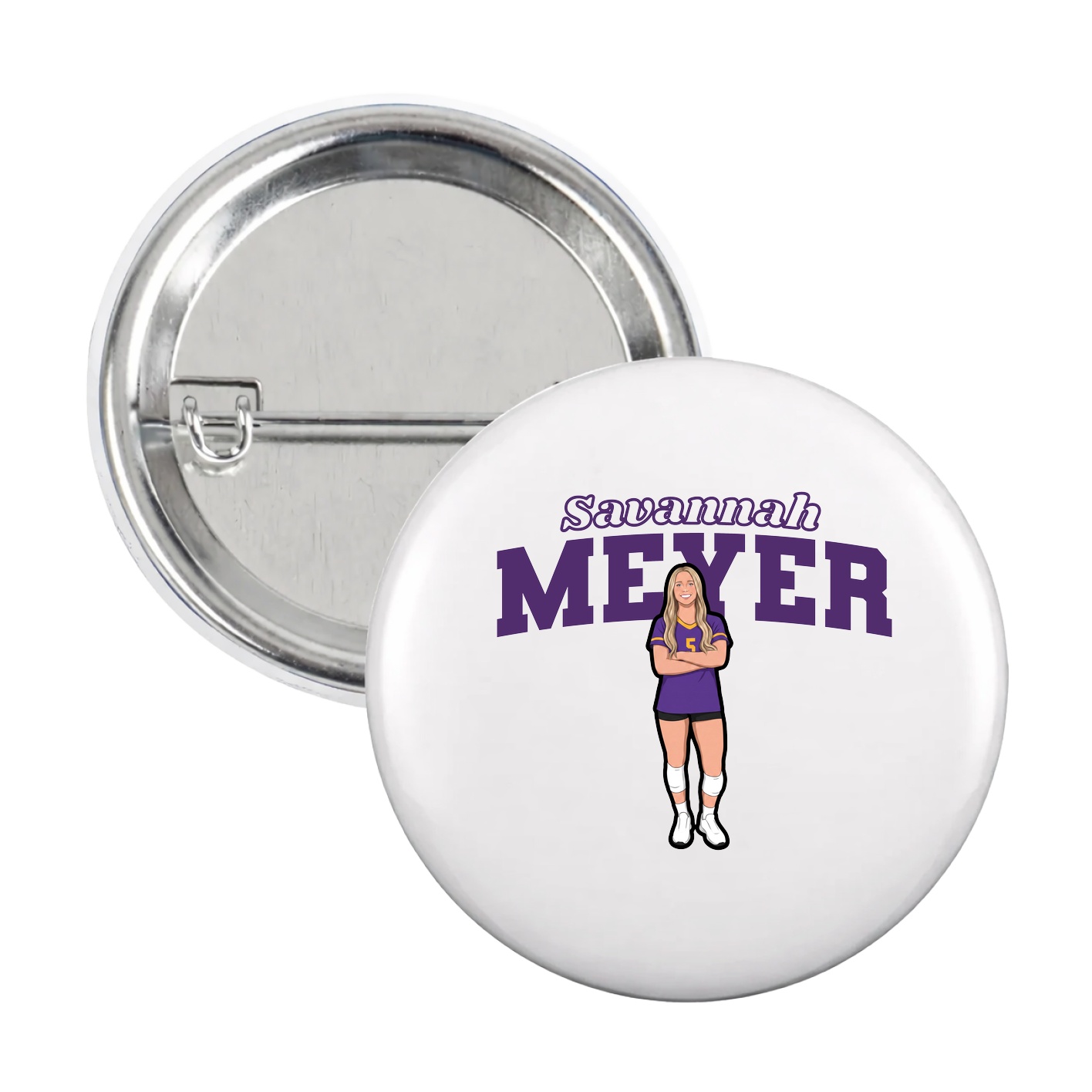Game Day Button — Name Arch in White