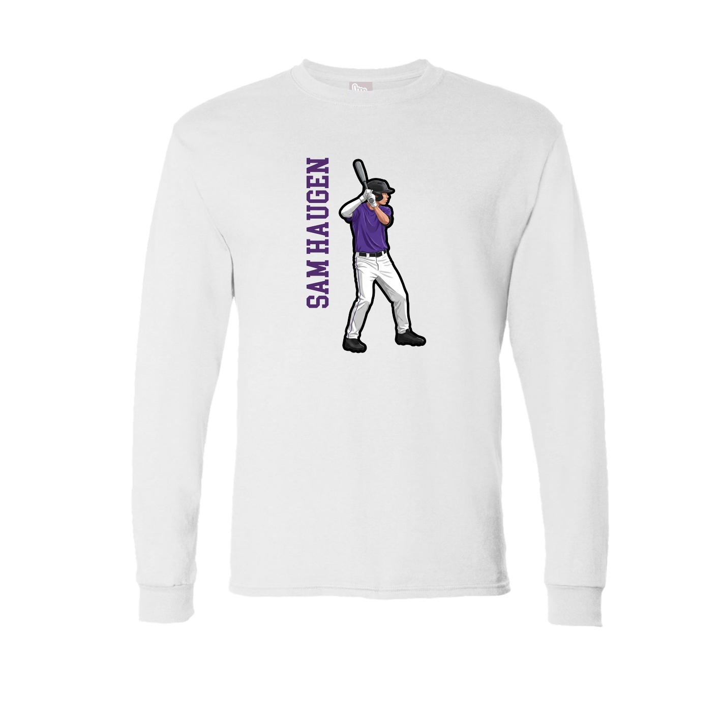 Long Sleeve Tee — Name Vertical in White