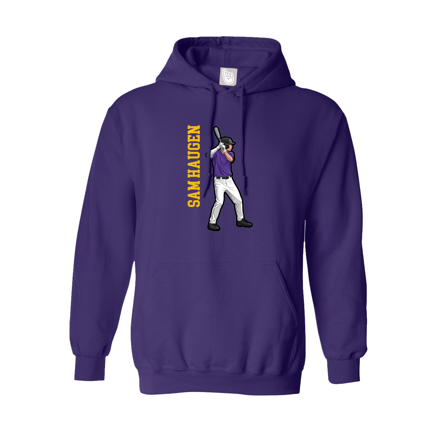 Hoodie — Name Vertical in Purple