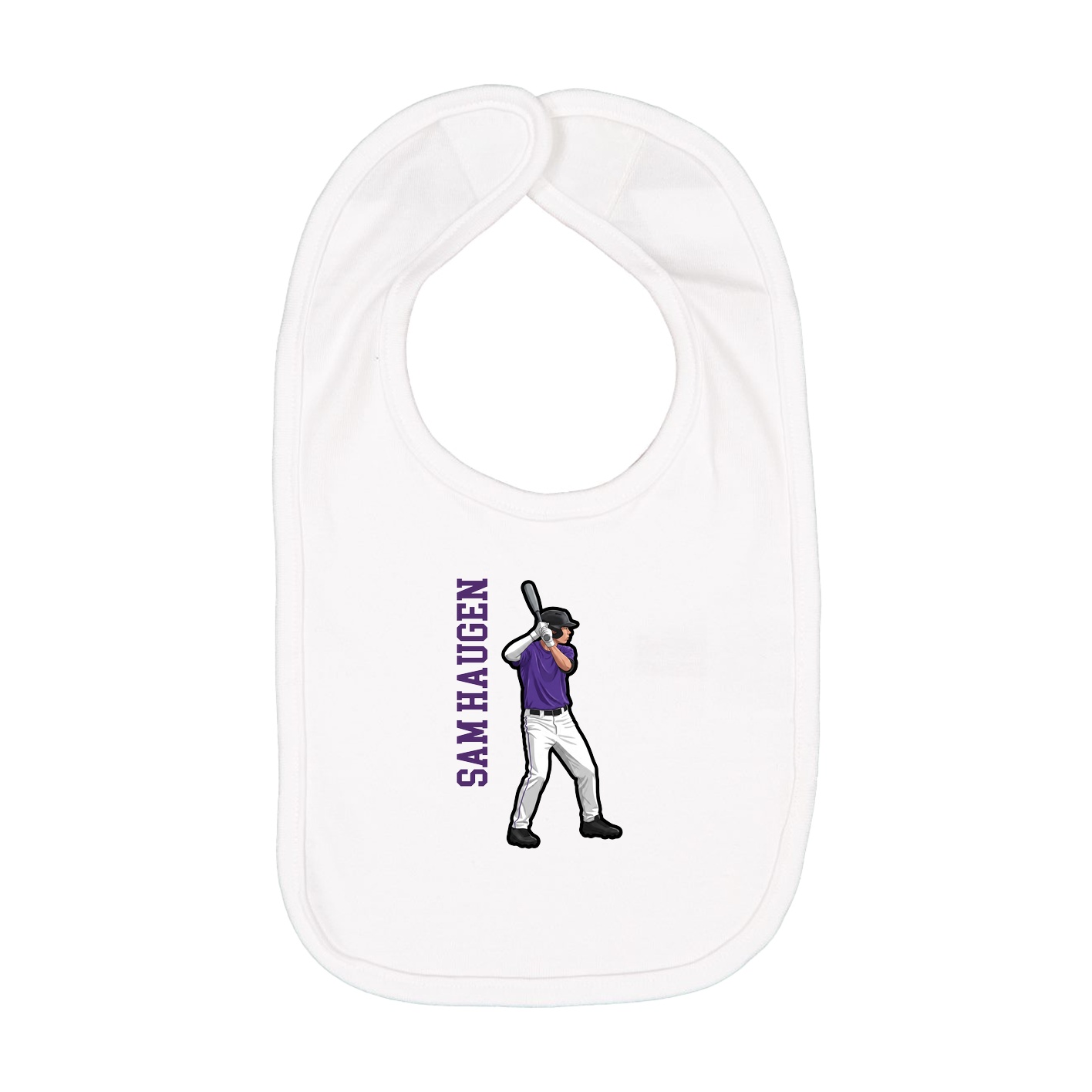 Infant Bib — Name Vertical in White