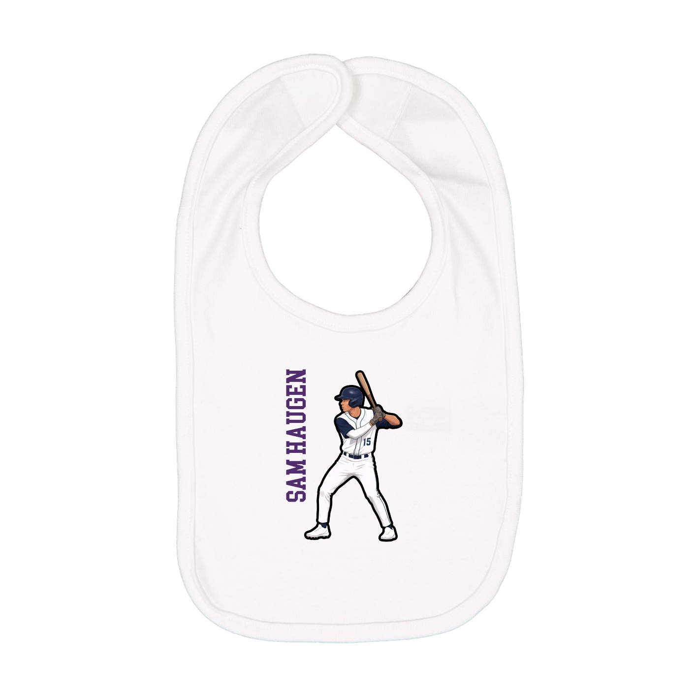 Infant Bib — Name Vertical in White