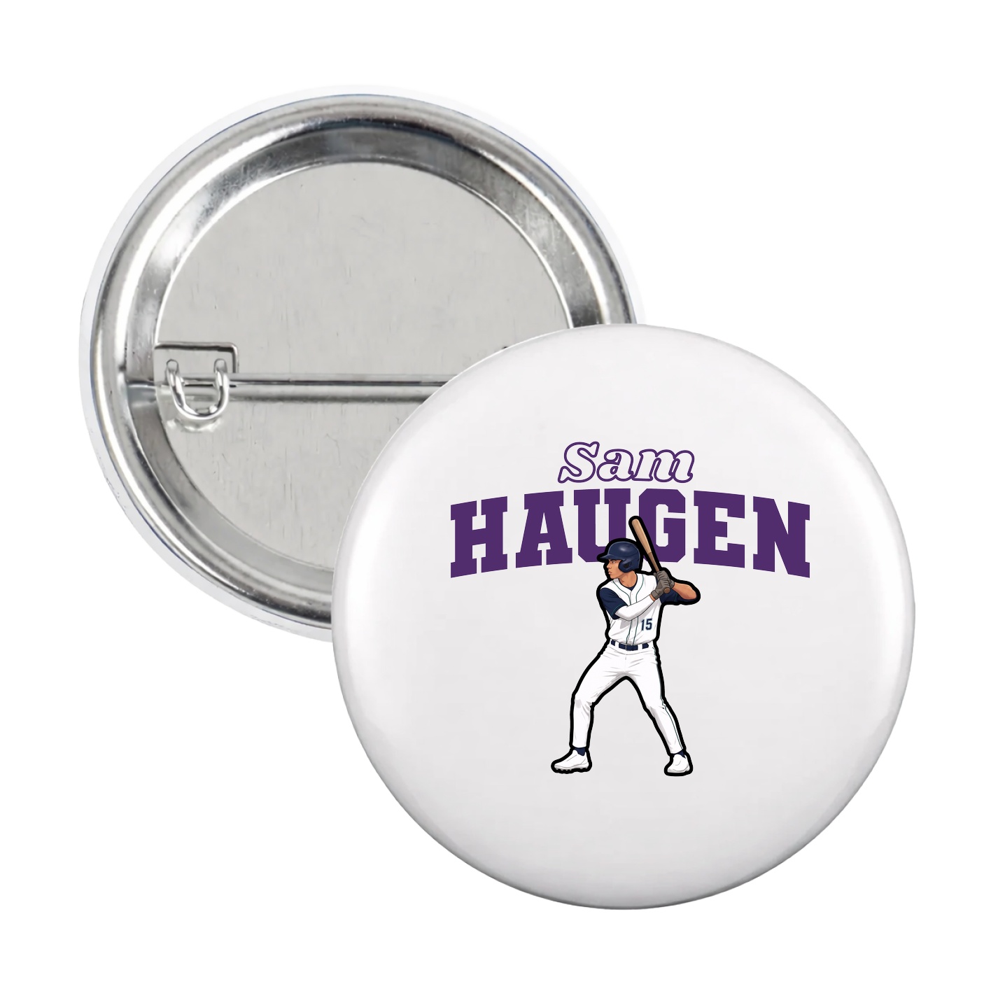 Game Day Button — Name Arch in White