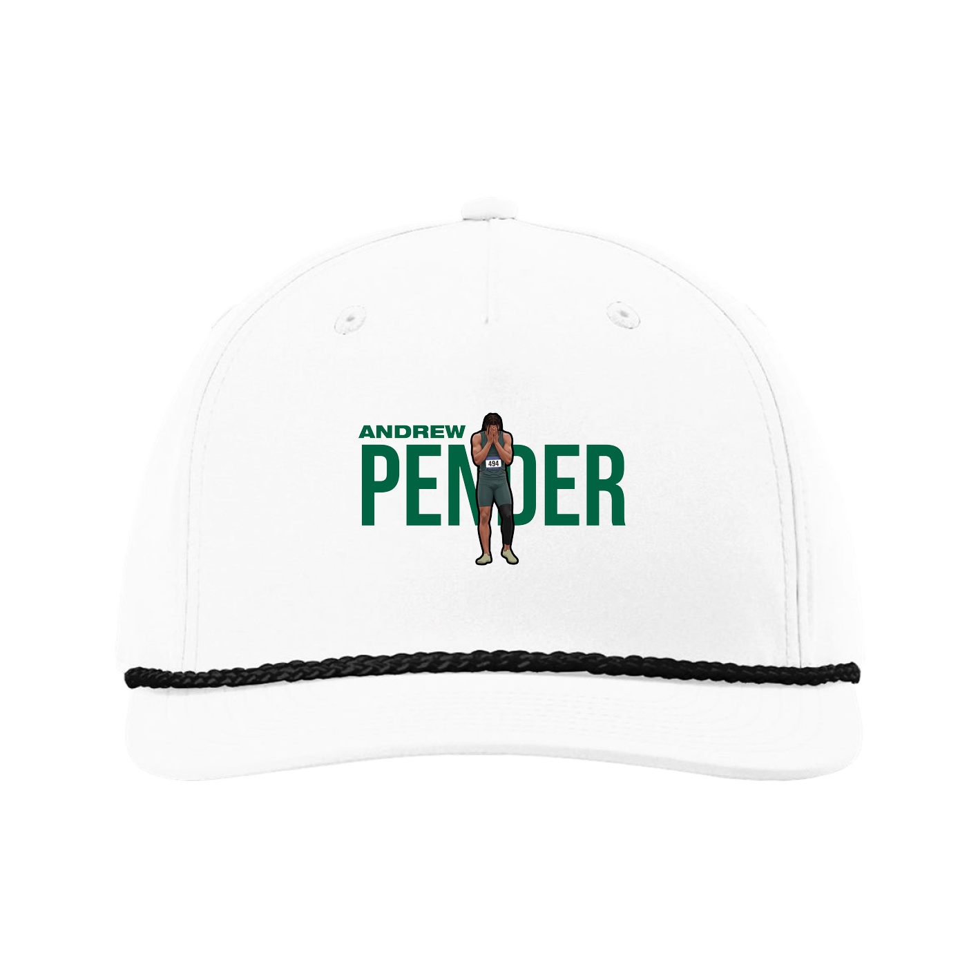 Five-Panel Classic Rope Cap — Player Name in White