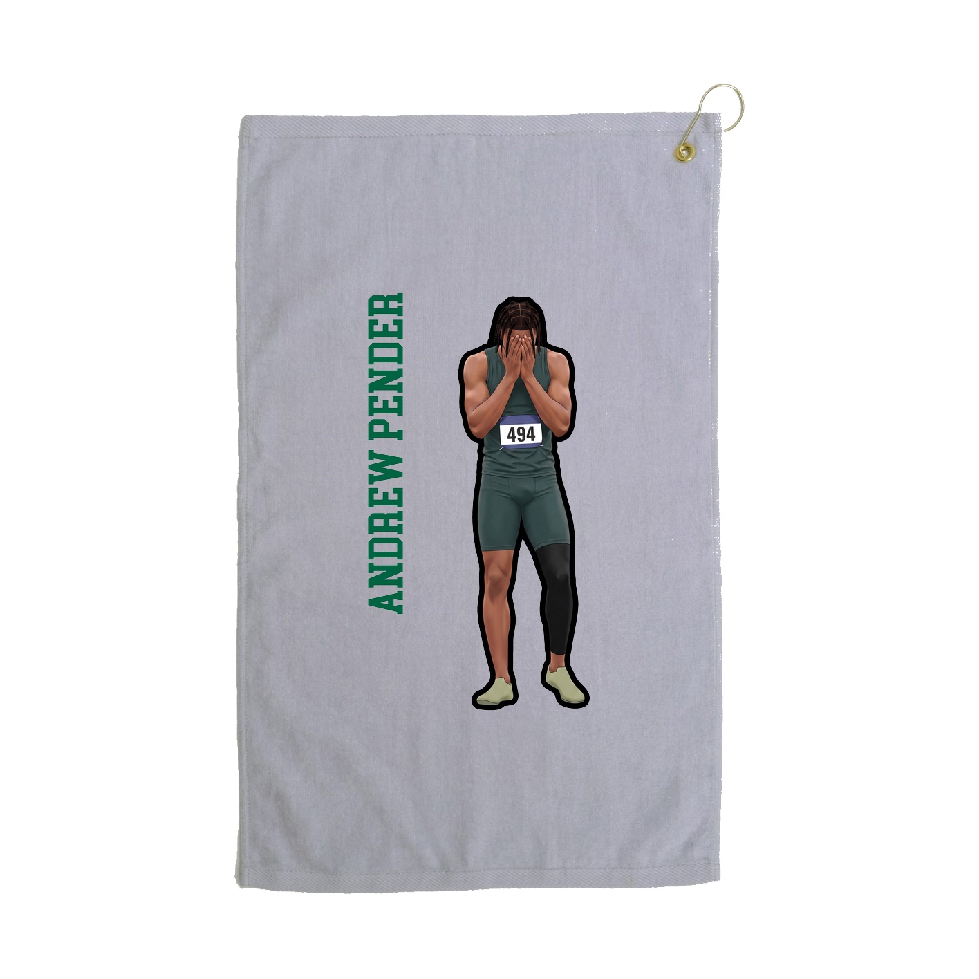 Golf Towel — Name Vertical in Grey